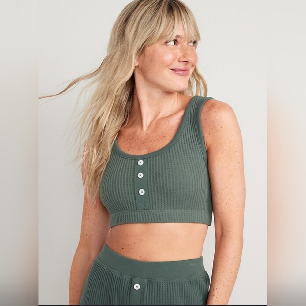 Old Navy olive green pajama top - Picture 1 of 8
